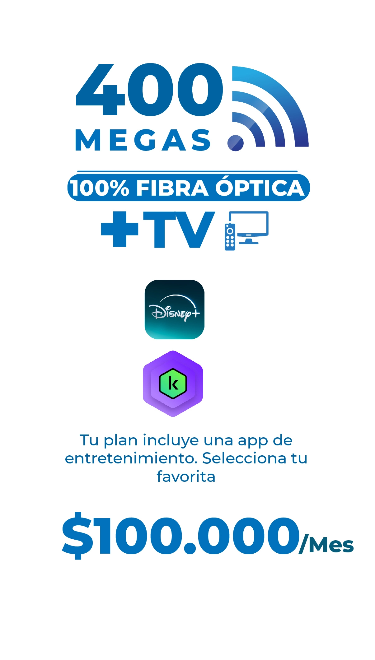 Plan de internet 400 megas 100% fibra óptica con TV Supercable